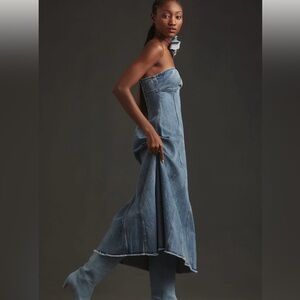 Anthropologie Pilcro Icon Denim Fluted Midi Dress- Brand New with Tags